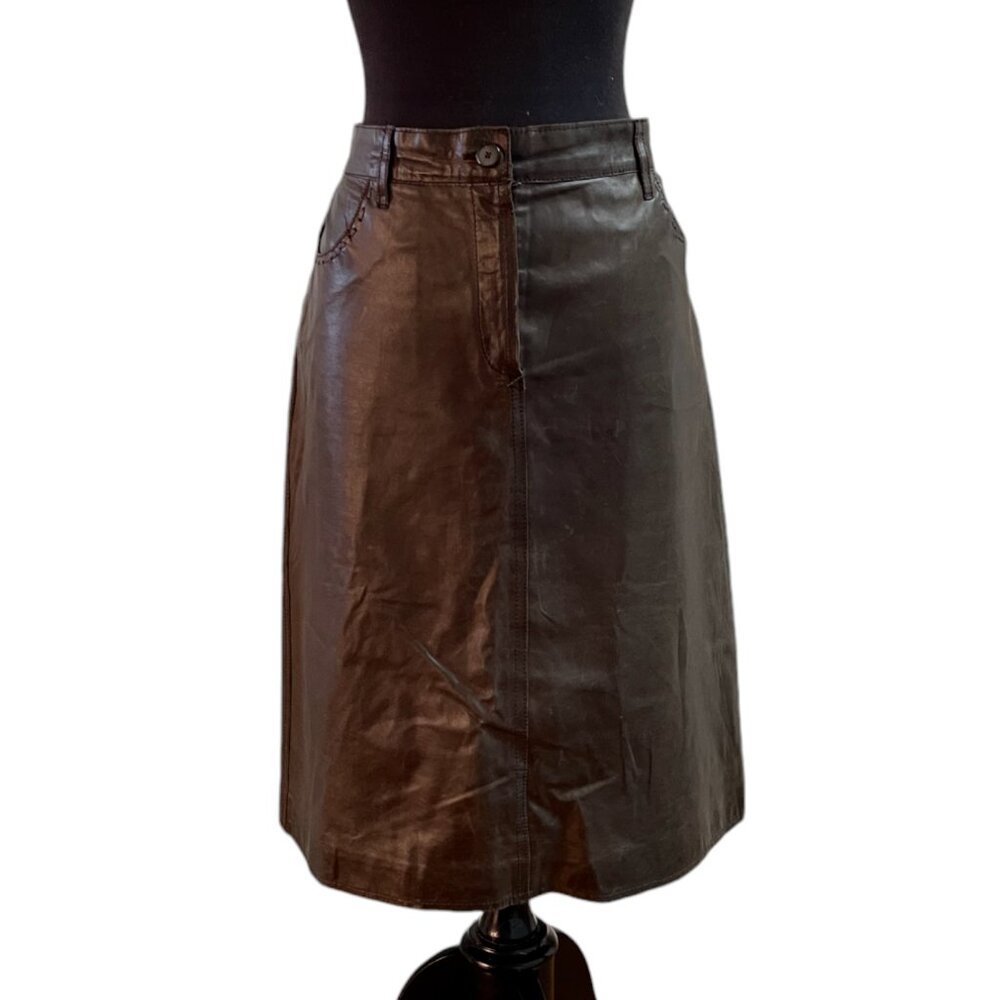Size 10 Philosophy Di Alberta Ferretti Chocolate brown leather skirt